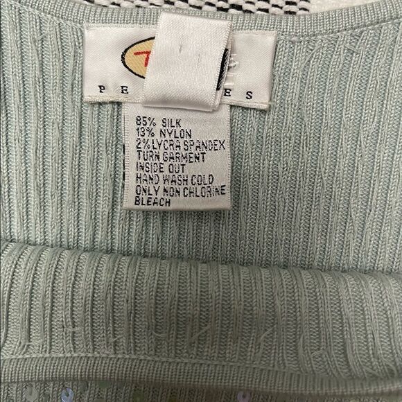 Talbots Silk Beaded Sweater Seafoam Green Size Small Petite - Picture 4 of 4